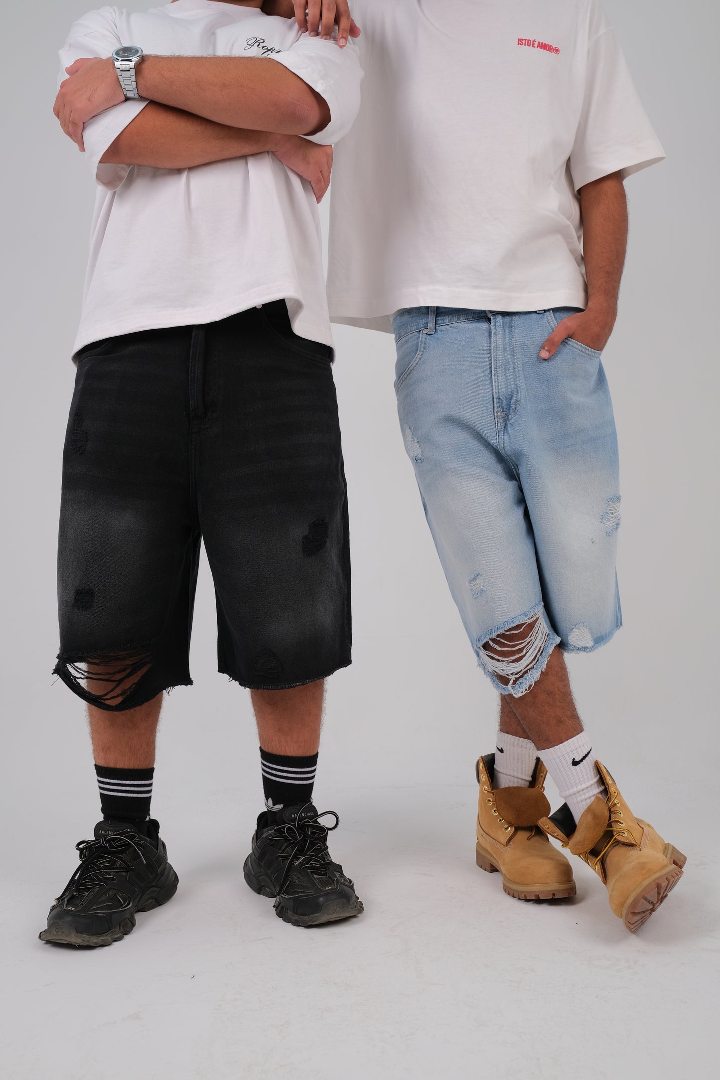 RIPPED BAGGY FIT DENIM SHORT