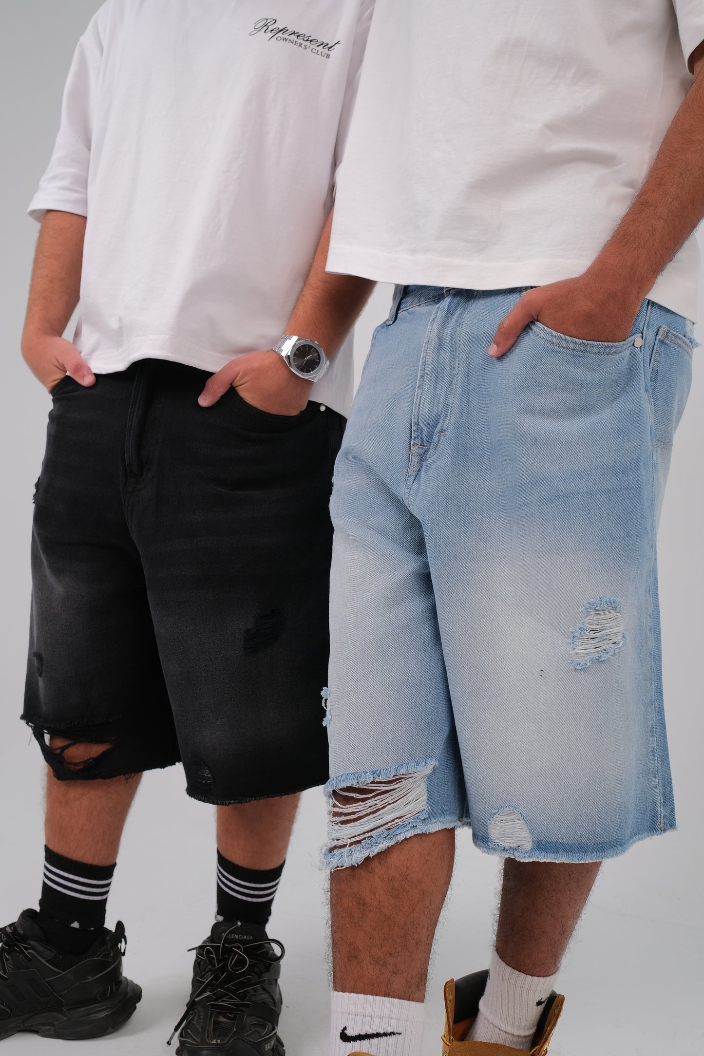 RIPPED BAGGY FIT DENIM SHORT